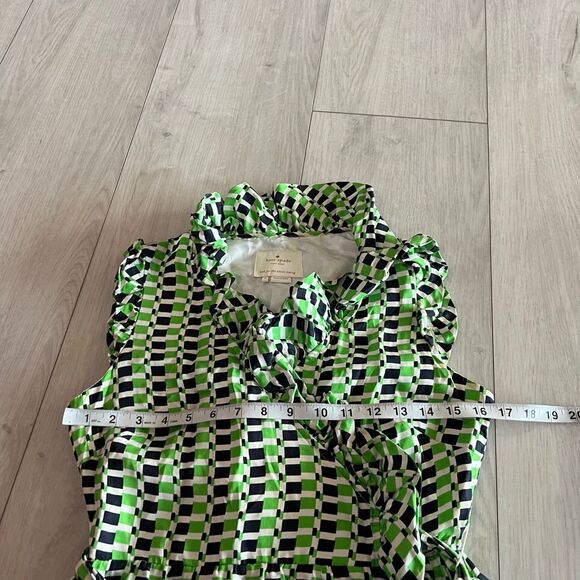KATE SPADE NEW YORK - Aubrey Wrap Silk Geo Print Belted ruffle dress Size 2 - Picture 3 of 6
